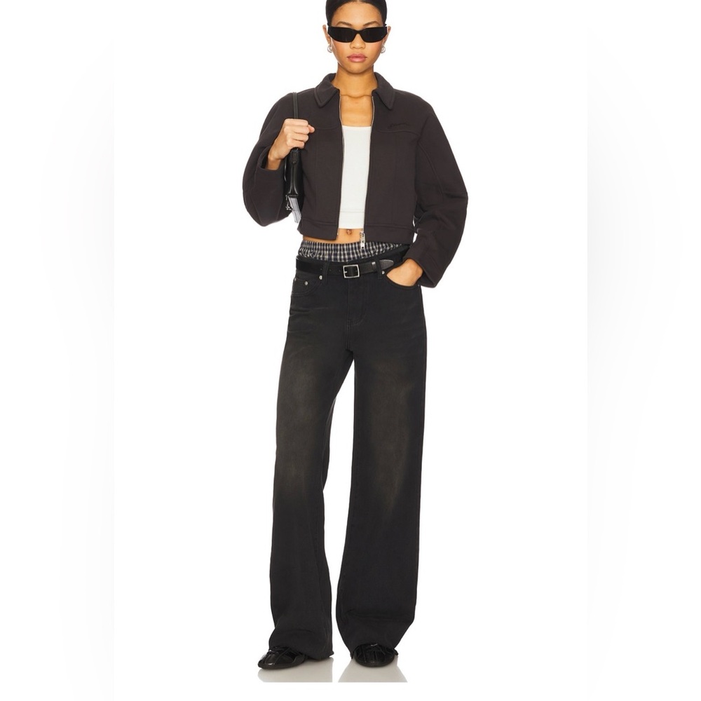 Superdown Maya Black Wash Wide Leg Jeans